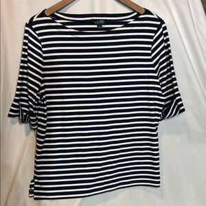Lauren by Ralph Lauren Navy and White Striped Women's Top XL